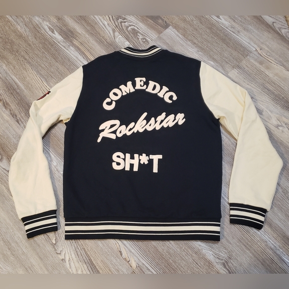 Made RT Kevin Hart Reality Check Tour Varsity Jacket Mens L Black Cream Lined - Picture 8 of 11